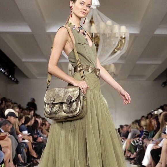 Ralph Lauren  Spring  2015 Collection Gold Luster Vachetta Hunting Messenger Bag - Picture 5 of 16